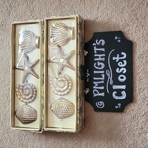 The Bombay Company Set of 8 Brass Shell Napkin Rings New in Boxes Nautic…